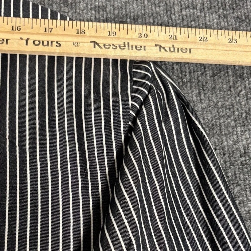 Banana Republic Non-Iron Slim Fit Black White Striped Dress Shirt Mens XL